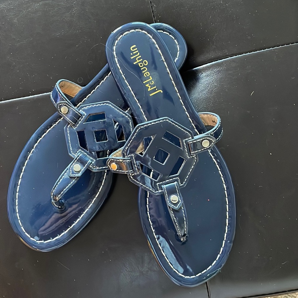 J.McLaughlin Navy Patent Leather Sandal Size 6